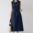 thumbnail image 1 of Vestido Midi de señora para mujer Vestidos elegantes de algodón y lino sin mangas Vestidos Midi sencillos FLhrweasw Nuevo, 1 of 7