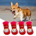 thumbnail image 2 of Xinmulight 4Pcs Pet Rain Boots Monkey Print Waterproof Lightweight Cartoon Pattern Fastener Tape Dog Shoes for Outdoor, 2 of 12
