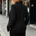 thumbnail image 6 of Inverlee Striped Long Sleeve Lapel Single Button Blazer Jackets for Women Business Office Oversized Pocket Outerwear Urban Daily Relaxed Coats Black XL, 6 of 8