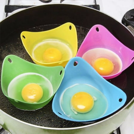 Bestller Silicone Egg Poacher 1/2/4Pcs Cook Poach Pods Cookware Tool Poached Baking Cup Non Stick Egg Cooker Cooking Perfect to Make Delicious Poached Egg in (Best Pan To Make Eggs)
