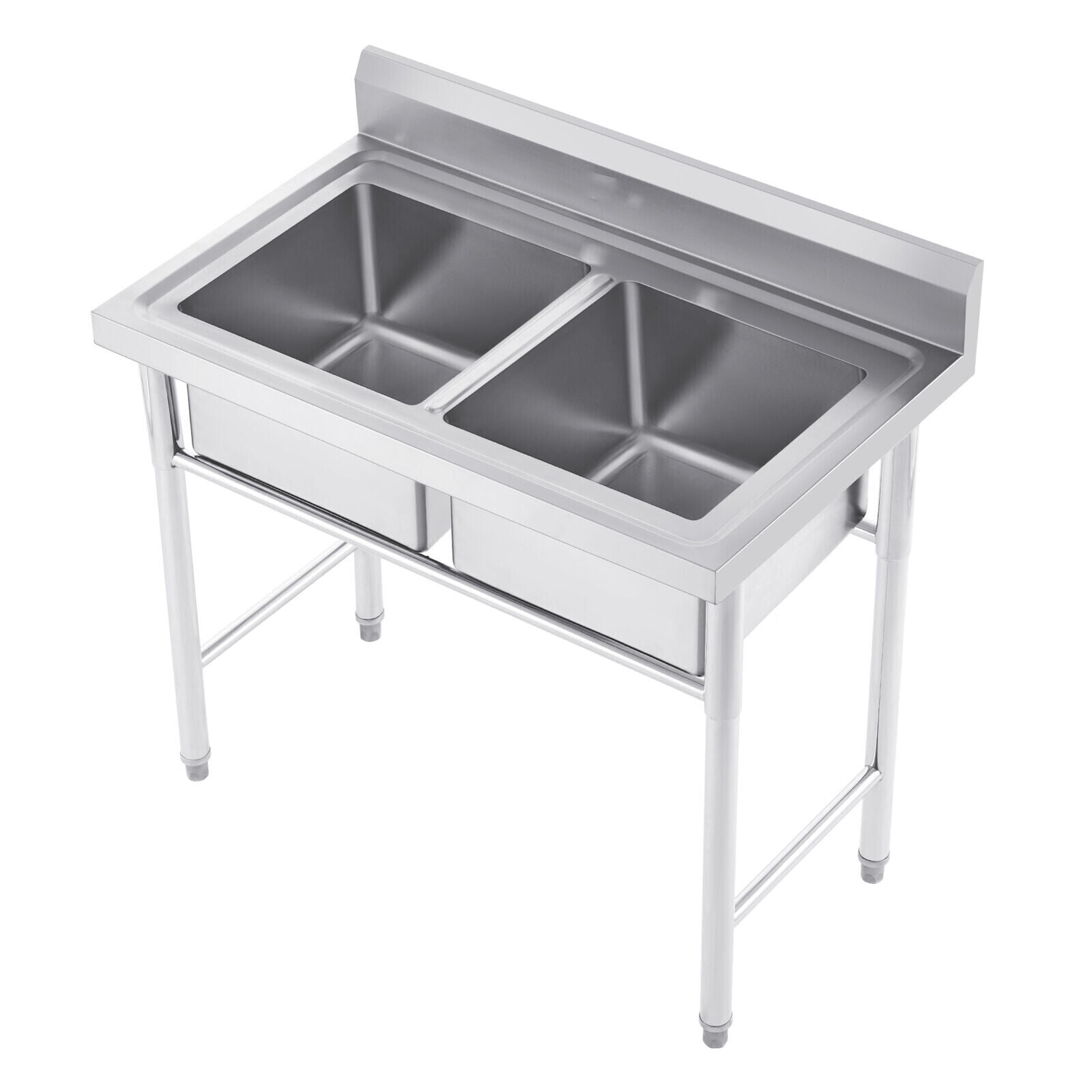 Commercial Restaurant Utility Kitchen Sink 2 Large Compartment Stainless Steel