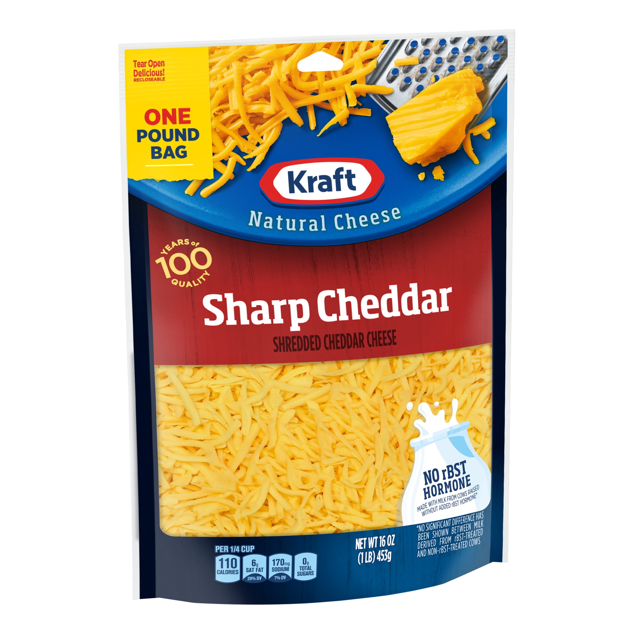 Kraft Natural Sharp Cheddar Shredded Cheese, 16 oz Bag