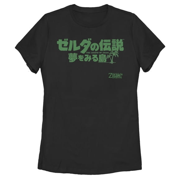 Women's Nintendo Legend of Zelda Link's Awakening Japanese Logo Graphic Tee Black Medium