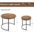 thumbnail image 3 of Nesting Coffee Table, Round Coffee Table for Living Room, Nesting Table with Wooden Tabletop and Sturdy Metal Frame, Stacking Living Room Tables Nesting End Table Set of 2, Rustic Brown, 3 of 19