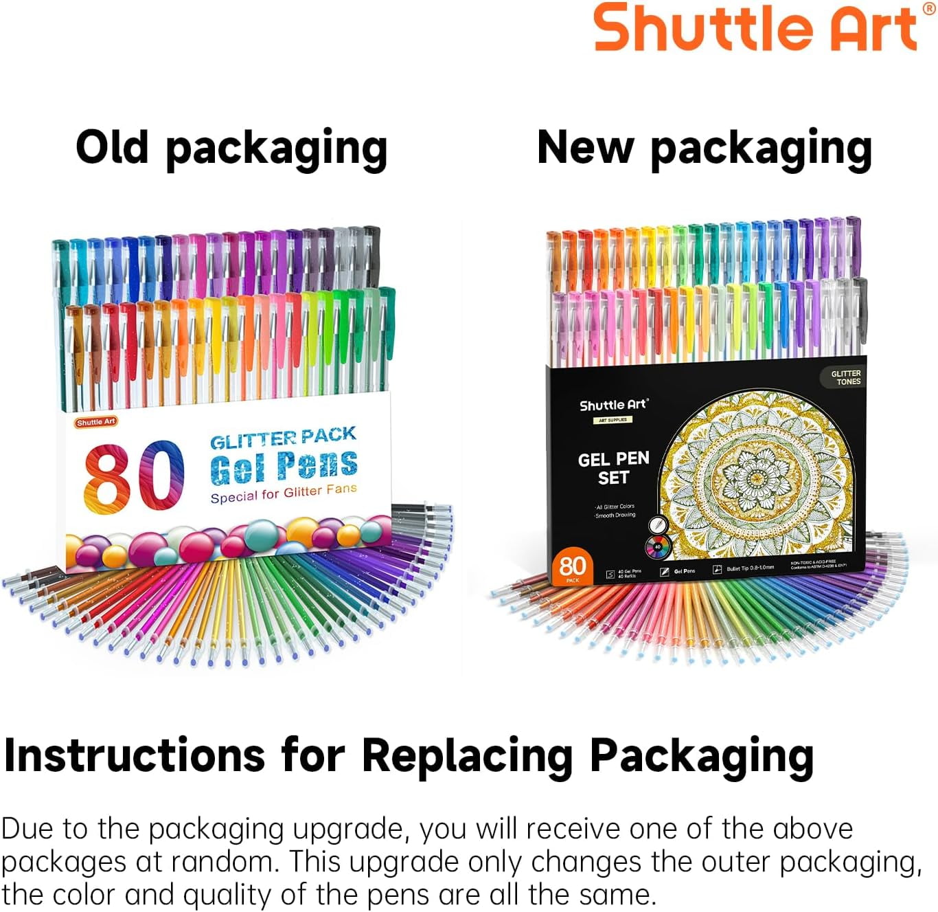 PATIKIL 80er Set Gel-Tinten-Nachfüllminen – 0,8 Mm Spitze, Glänzend, Metallic, Pastell – Für Zeichnen & Malbücher