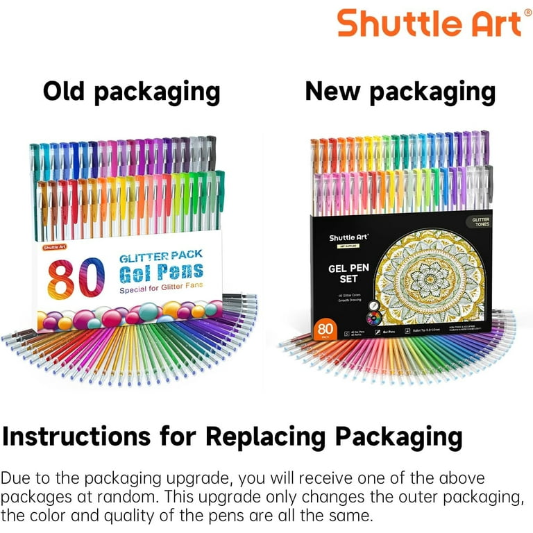 Shuttle Art Glitter Gel Pens, 40 Colors with Refills for Coloring