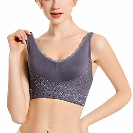 Tumotour Full Coverage Bra For Women Traceless Gathering Cross Side Openings Front Push Up Sleeping Nursing Bra Seamless Shock-Absorbing Sports Wireless Yoga Vest Bra
