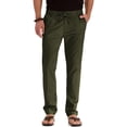 thumbnail image 1 of Pantalones casuales de lino Bidobibo para hombre, talla grande, cintura elástica, corte recto, cordón ajustable, pantalones de playa, pantalones casuales de algodón para negocios con bolsillos,, 1 of 7