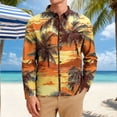 thumbnail image 2 of Men Hawaiian Shirts Sunset Palm Printed big and tall Button Down Shirts UV Protection long sleeve shirt Breathable Beach Vacation shirt, 2 of 8