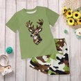 thumbnail image 2 of TOWED22 Toddler Girl Summer Outfits 2pcs Clothing Sets Crew Neck Short Sleeve Top Tee + Shorts Sets Cute Clothes(Green,5-6 Y), 2 of 6