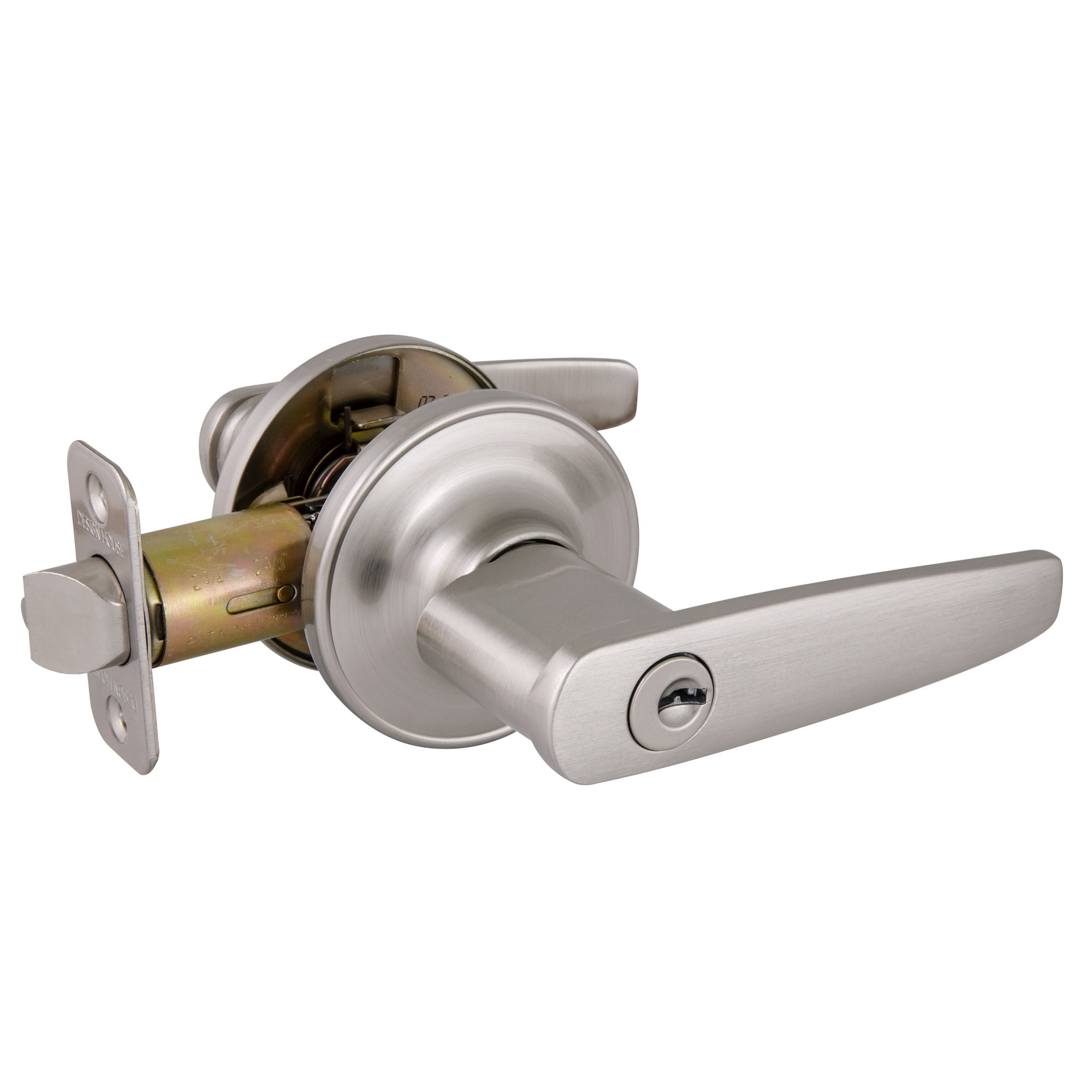 Design House Delavan 2-Way Interior/Exterior Keyed Door Lever, Satin Nickel