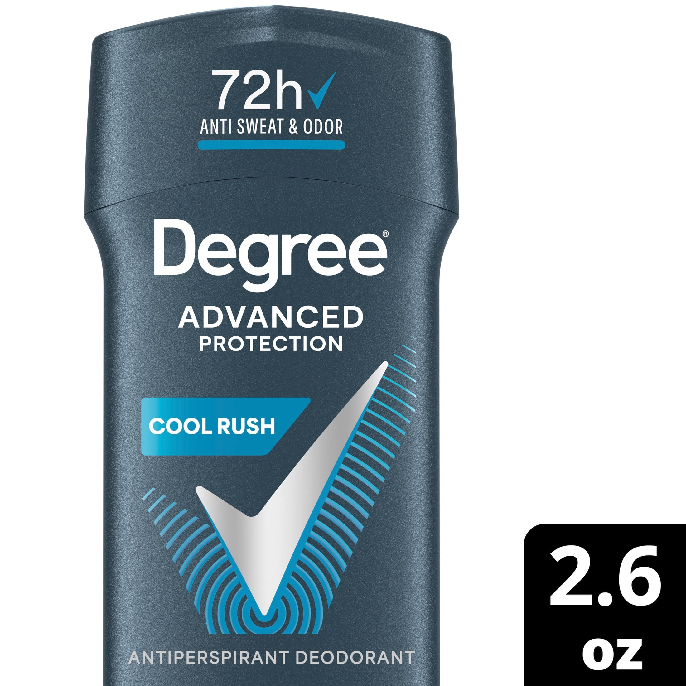(2 pack) Degree Men Antiperspirant Deodorant 72-Hour Sweat And Odor Protection Cool Rush Antiperspirant For Men With Body Heat Activated Technology, 2.6 oz