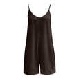 thumbnail image 5 of TrendOFT Combinaison d'Été pour Femmes Décontractée Sans Manches Shorts Unis à Bretelles Combinaisons une Pièce Salopettes Café S, 5 of 5