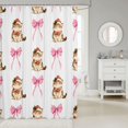 thumbnail image 2 of Manfei Christmas Cat Shower Curtain 72Wx84L, Bow Kitten Bathroom Shower Curtain, White Pink, 2 of 5