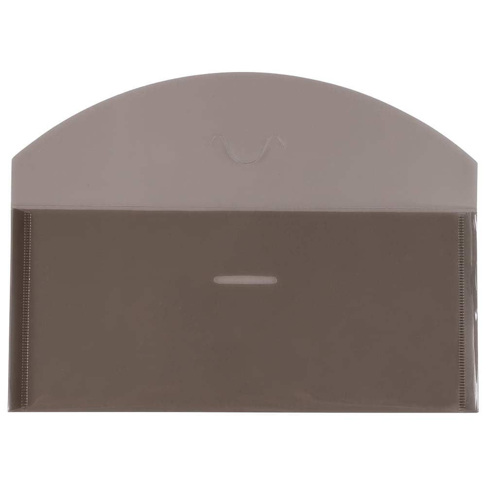 JAM Paper #10 Plastic Envelopes, Tuck Flap, 4.25" x 9.75", Smoke Grey, 12 Per Pack