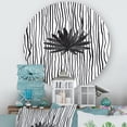 thumbnail image 2 of Designart 'Black and White Striped Under Tropical Leaf III' Modern Circle Metal Wall Art 11x11 - Disc of 11, 2 of 5