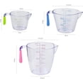 thumbnail image 2 of Juego de jarras medidoras para uso en cocina y laboratorio, tazas medidoras de plástico transparente con medidas exactas, mango antideslizante para un agarre cómodo, 2 of 5
