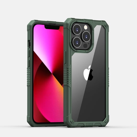 TECH CIRCLE Clear Case Compatible with iPhone 13 Pro Max Full Body Protection Anti-slip Shockproof phone Case Hard Back Slim Fit Cover For iPhone 13 Pro Max,Armygreen