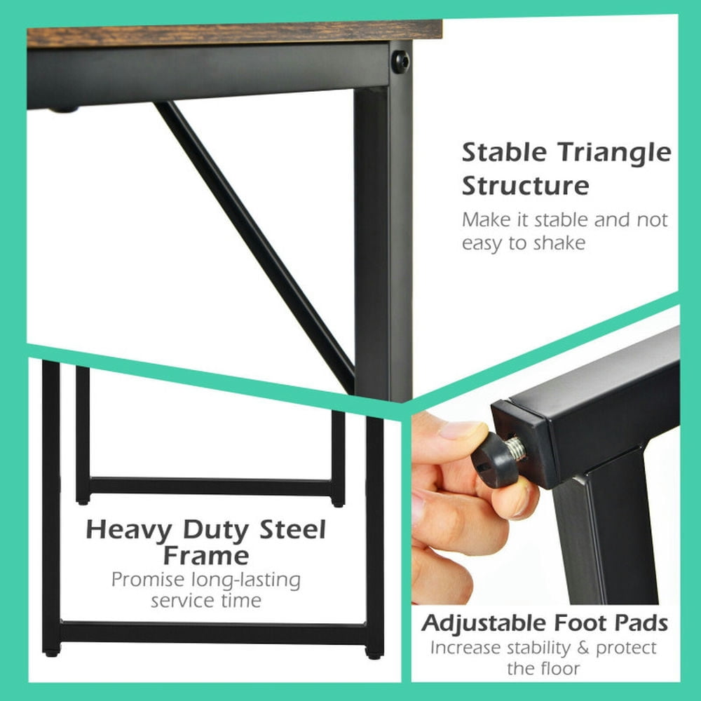 Demi Bonn L Shaped Computer Desk and Writing Workstation for Home and Office, Rustic Brown