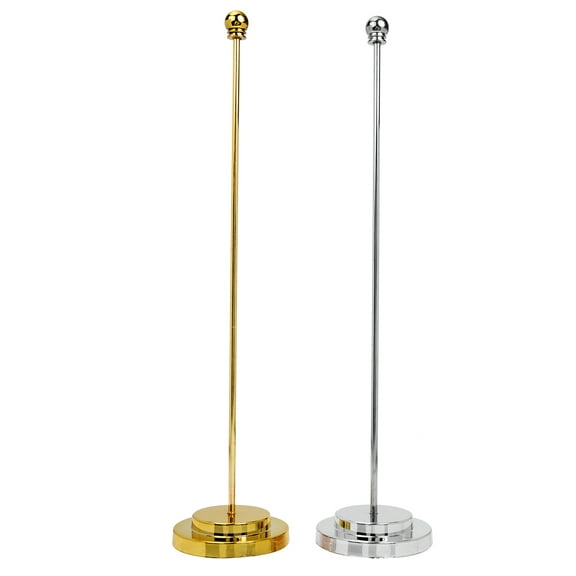 OFFIGAM 2Pcs Indoor Flag Poles With Base Golden Metal for Flags 11.8X2.9X2.9in