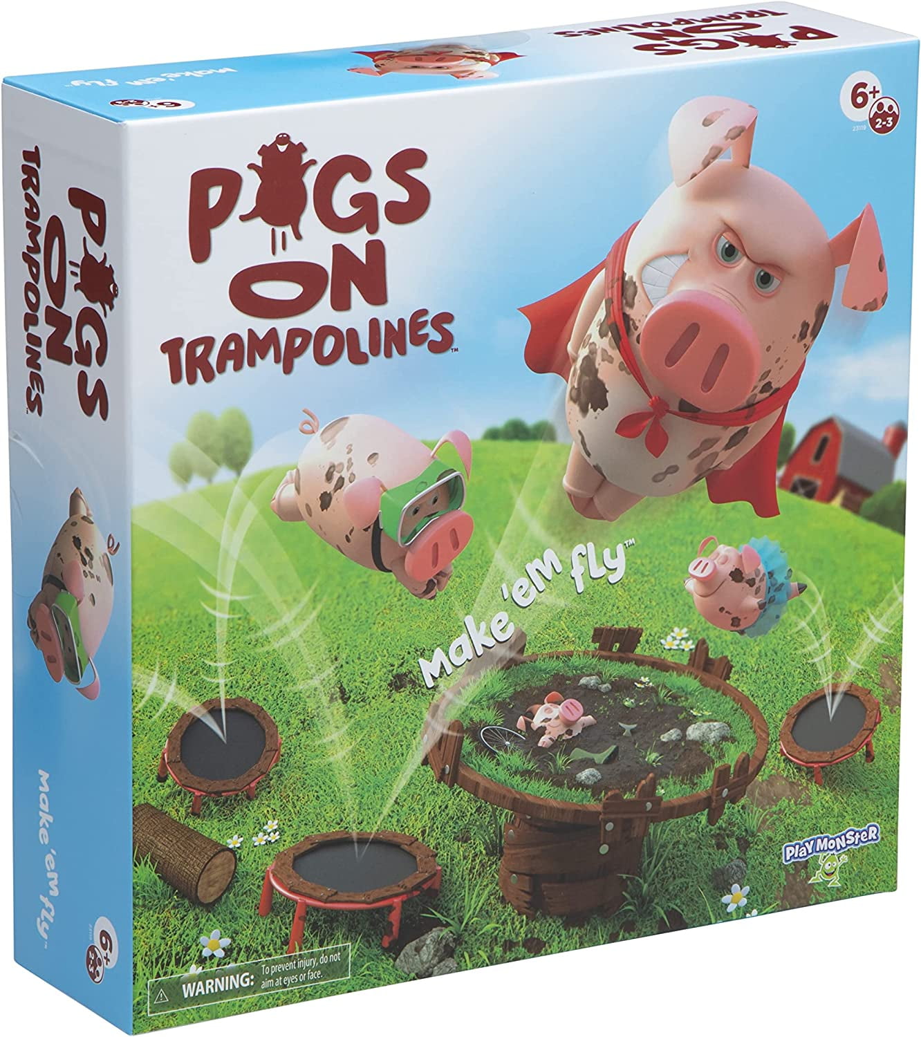 Pigs on Trampolines Family Game Skill & Action Bounce Pigs into