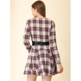 thumbnail image 4 of INSPIRE CHIC Robe Chemise Décontractée à Manches Longues Imprimé à Carreaux Ceinturée Ligne A pour Femmes, 4 of 6