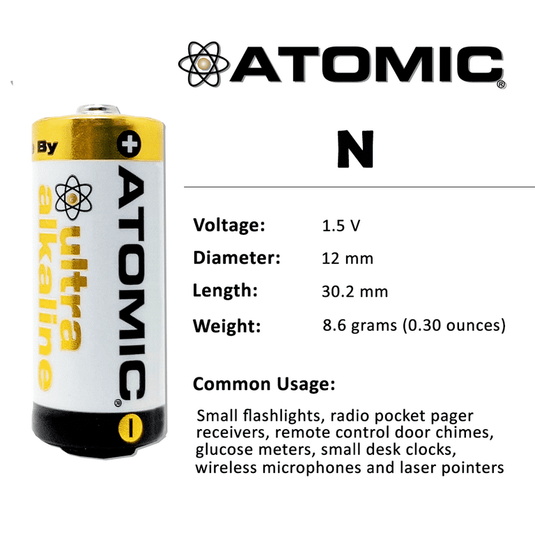 Atomic N-Cell 1.5V LR1 E90 RM401 AM5 Ultra Alkaline Battery (2 Pack) 