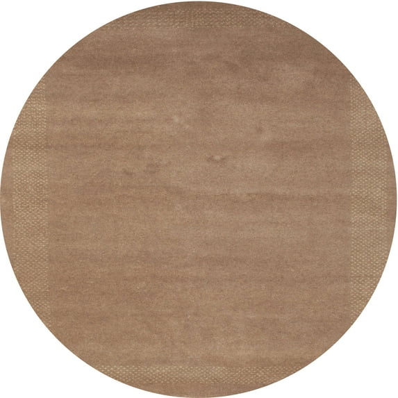 Ahgly Company Indoor Round Contemporary Orange Brown Abstract Area Rugs, 7' Round