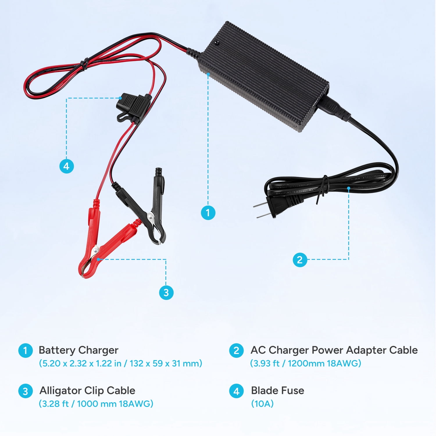 DR.PREPARE 14.6V 5A AC-DC LiFePO4 Lithium Battery Charger for 12V (12.8V) Lithium Iron Phosphate Battery