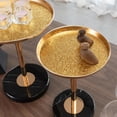 thumbnail image 4 of YWEN Adjustable Side Table, Small Tea Martini Table, Gold, Natural Marble Decorative Pedestal End Table for Display and Storage (Gold + Large), 4 of 9
