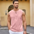 thumbnail image 6 of HAOMEILI Men's Cotton Linen Tank Top Shirts Casual Sleeveless Lace Up Beach Hippie Tops Bohemian Renaissance Pirate Tunic, 6 of 7