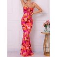 thumbnail image 4 of Women'S Bodycon Maxi Dress Summer Casual Spaghetti Strap Sleeveless Backless High Split Long Dresses Red M, 4 of 8