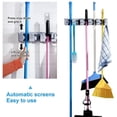 thumbnail image 2 of Mop and Broom Holder Wall Mounted Garden Tool Organizer Rake or Mop Handles 5 Position with 6 Broom Hooks Garage Holds up to 11 Tools for Garage Garden Kitchen Laundry Offices, 2 of 7
