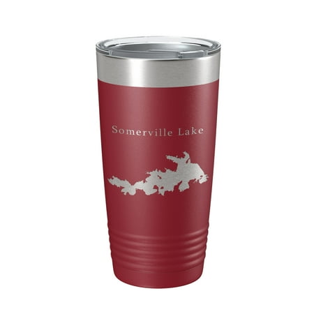 

Somerville Lake Map Tumbler Travel Mug Insulated Laser Engraved Coffee Cup Texas 20 oz Maroon