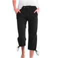 thumbnail image 1 of VEKDONE Womens Cotton Linen Capris Pants Black M, 1 of 6