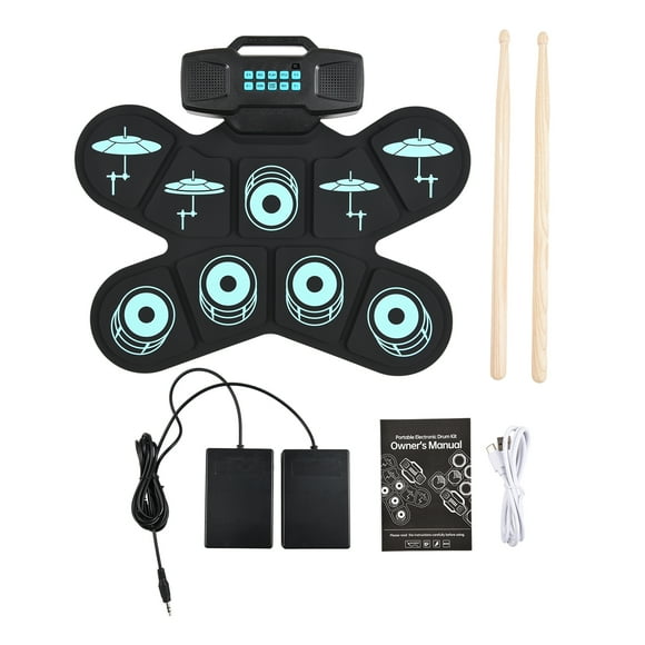 Electronic Drum,Set 9 Pads Birthday Pad Drum Kit With Drumsticks With Drumsticks Pedal Drumsticks Pedal Midi Set Hand Roll Hand Roll Drum Pad Drum Kit Siuke Mewmewcat Huiop Dual Reable Birthday