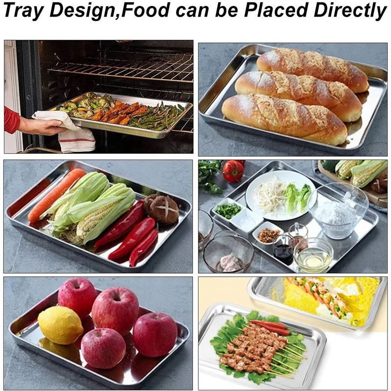 Baking Tray with Rack Set 10x8inch, Stainless Steel Baking Pan Sheet, for Oven, BBQ, Tray, Dishwasher Safe