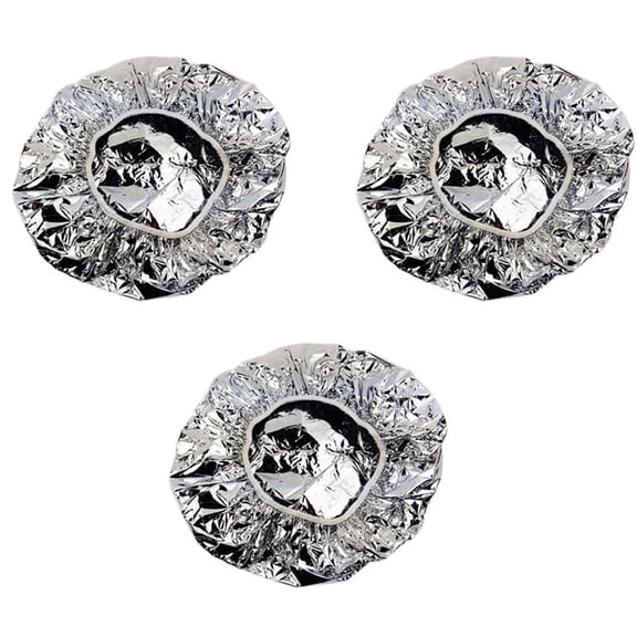 3X Shower Cap Heat Insulation Aluminum Foil Hat Elastic Bathing Cap for Women Hair Salon Bathroom -Silver