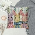 thumbnail image 2 of Wuche Easter Pillow Covers, Rabbits Bunny Easter Egg Hunt Love All Peeps Striped Farmhouse Decorative Throw Pillowcases for Home Sofa Couch Decoration, 2 of 5