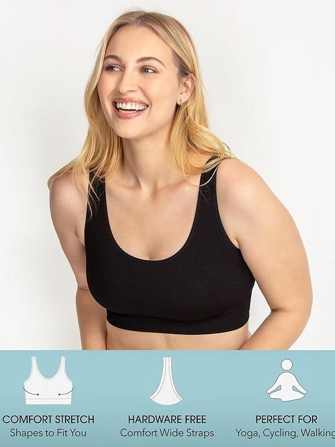 Fruit of the Loom Women's 360 Stretch Comfortable Seamless Longline Sports Bra- 3 Pack