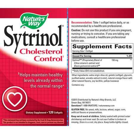 - Nature's Way Sytrinol Cholesterol Control Softgels, 120 Ct