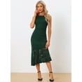 thumbnail image 4 of DARING DIVA Asymmetric Hem Fishtail Ruffles Lace Dress XS Dark Green, 4 of 6
