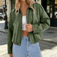 thumbnail image 6 of Iyufng Faux Leather Cropped Jackets for Women Collared Long Sleeve Full Zip Loose Casual Short Outerwear, 6 of 7