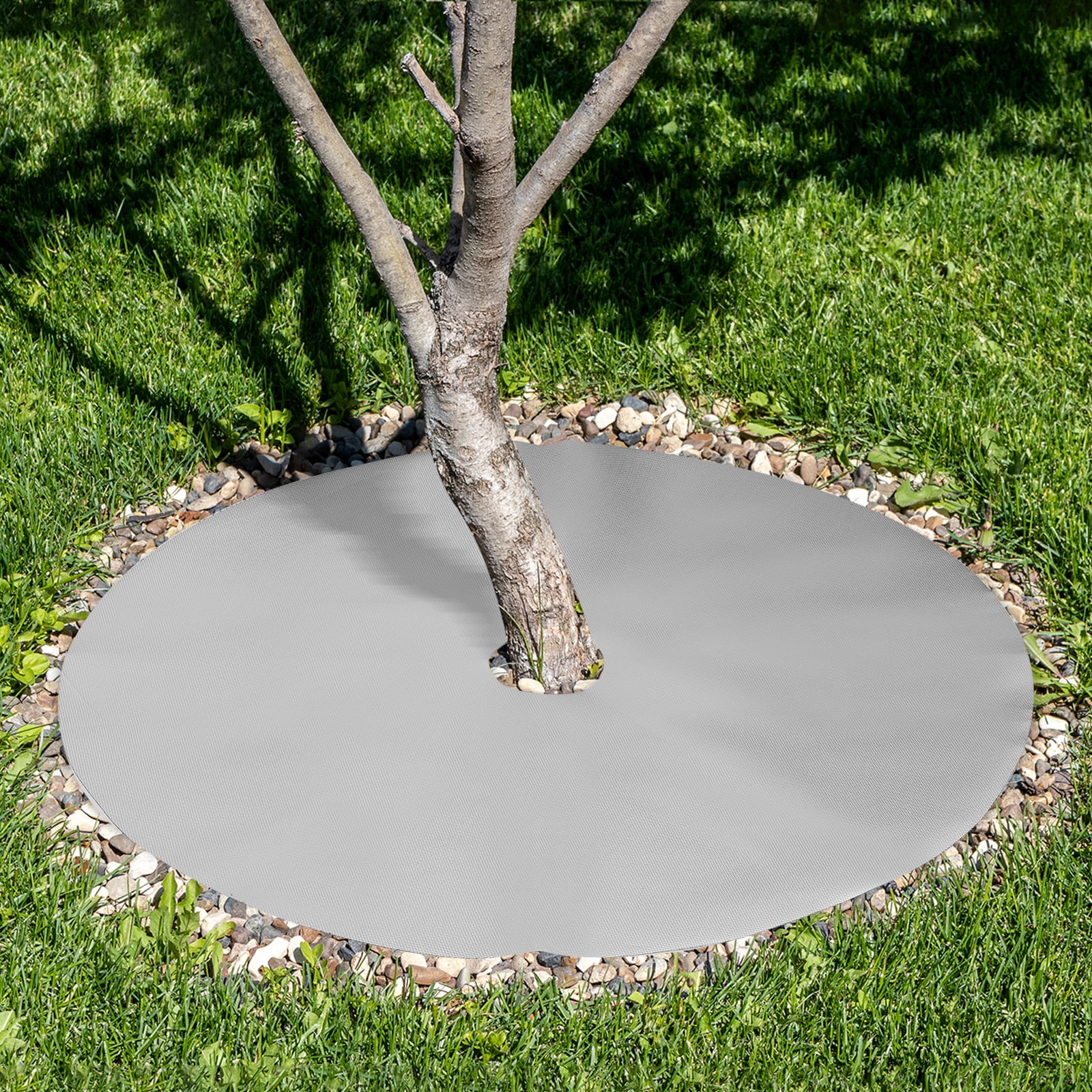 Uxcell 42cm Tree Mulch Ring Nonwoven Tree Protector Mat Plant Cover Silver Tone 15 Pack