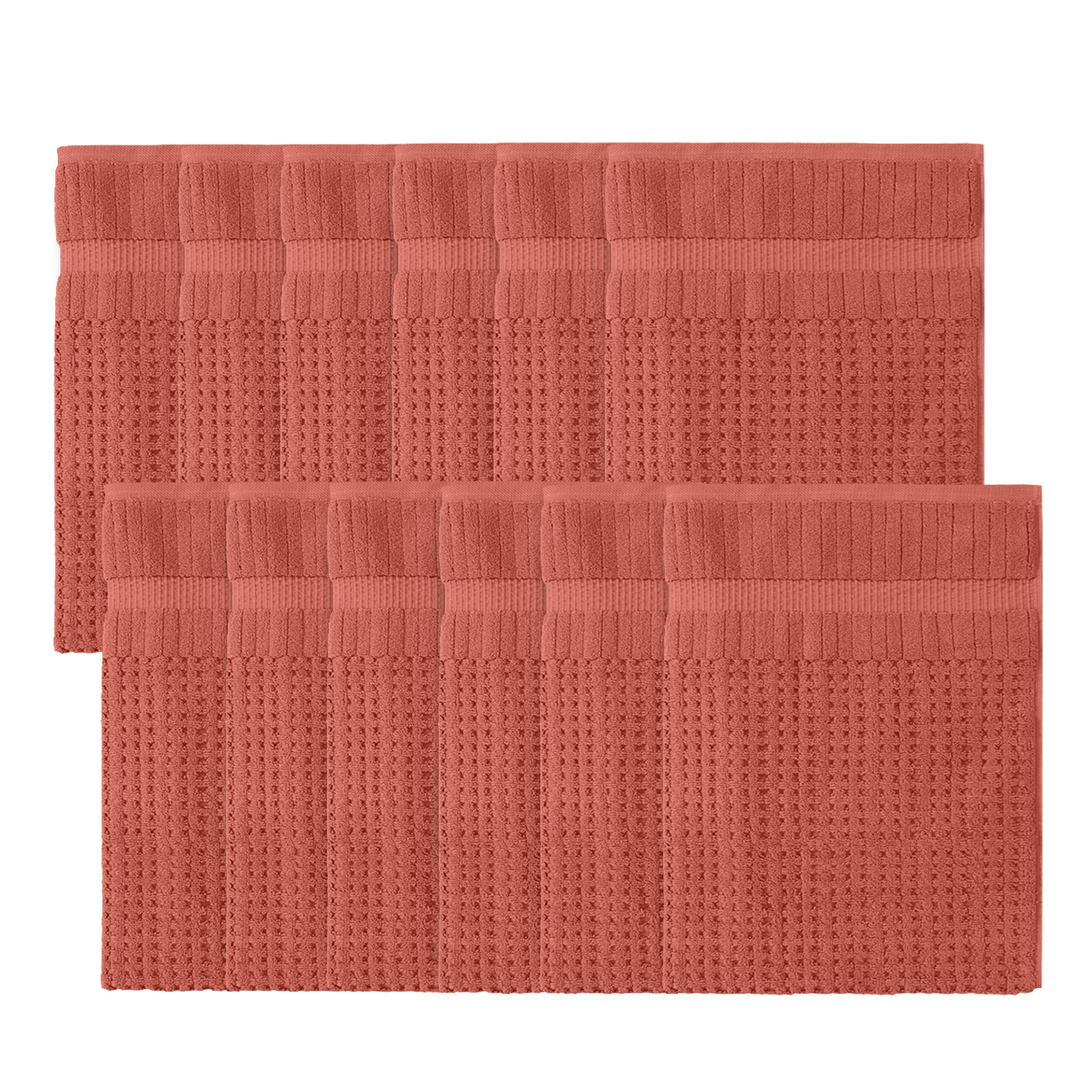 Home Weavers Willow Bath Towels Set of 12, 100% Cotton Zero Twist, 630 GSM, Soft Absorbent Quick Dry, 27x54 inch, Coral