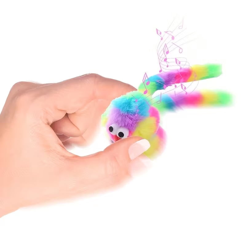 1 Interactive Rainbow Rabbit Plush Mouse Toy with Sound - A chew-resistant and durable medium-sized cat toy, batteries not included
