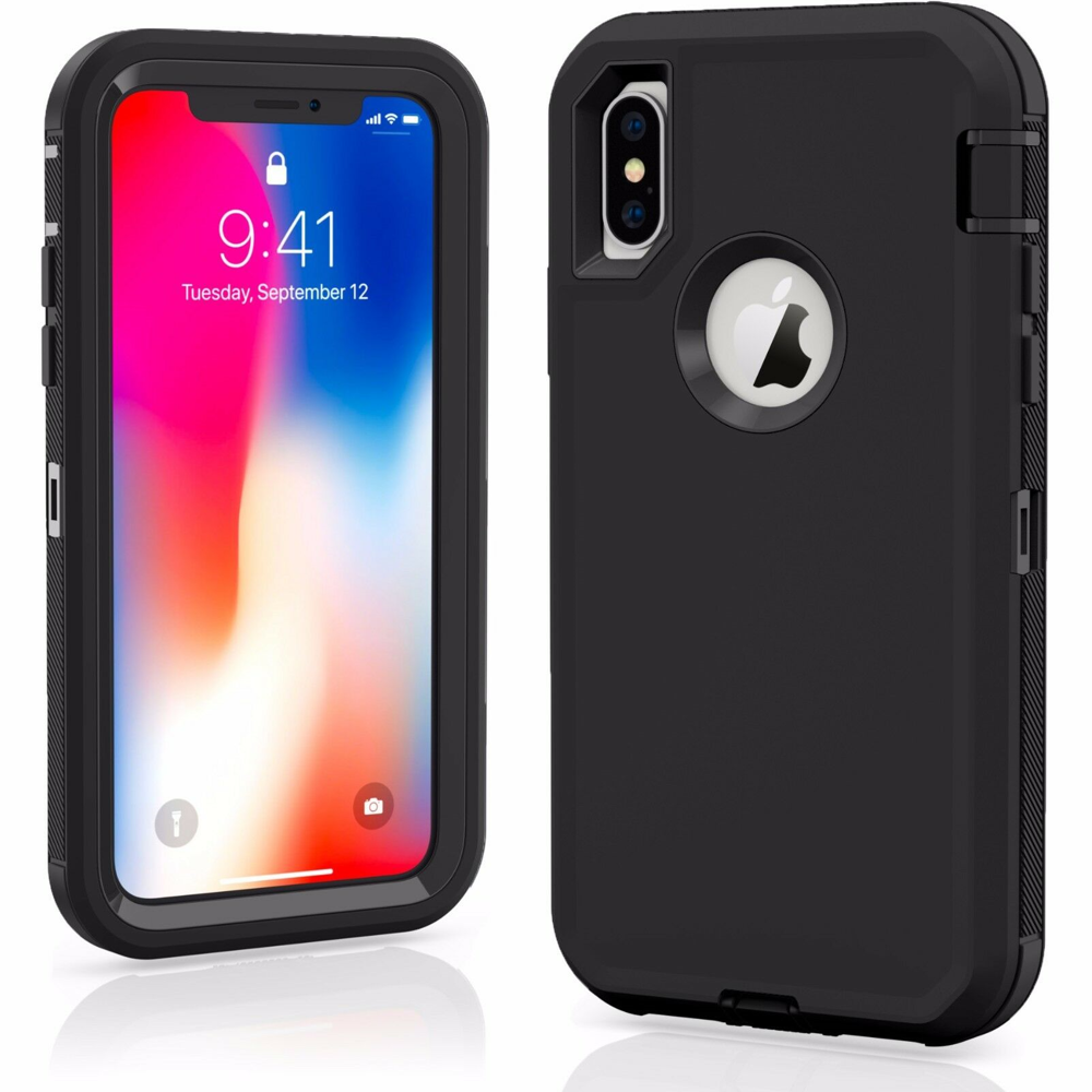 For Apple iPhone XS Max 10S Case Protective Defender Shockproof Cover (Black Black) Walmart