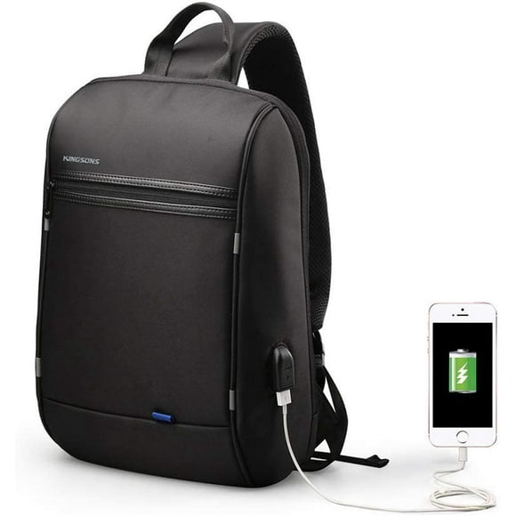 Sac à Dos pour Ordinateur Portable Anti-Vol, Sac de Randonnée 13 Pouces en Nylon Imperméable pour Hommes, Sac de Voyage à Bandoulière Unique avec Port de Charge USB pour Voyage