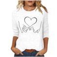 thumbnail image 1 of Tops de Cuello Redondo para las Mujeres Moda Impresa 3/4 Mangas Blusa Casual Top, Estante de Imitación, 1 of 5