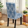 thumbnail image 5 of TSOVTHRID Blue Floral Plaid Print Dining Chair Seat Covers Set of 7 PCS Includes Dining Chair Covers with Tablecloths, Washable Table Cloth Scratch-Resistant Seat Protector for Party Decoration, 5 of 6
